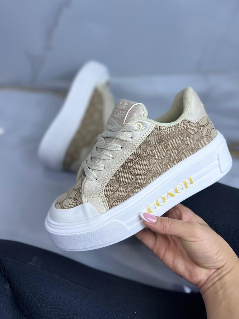 Coach Plataforma Tela Beige CH82
