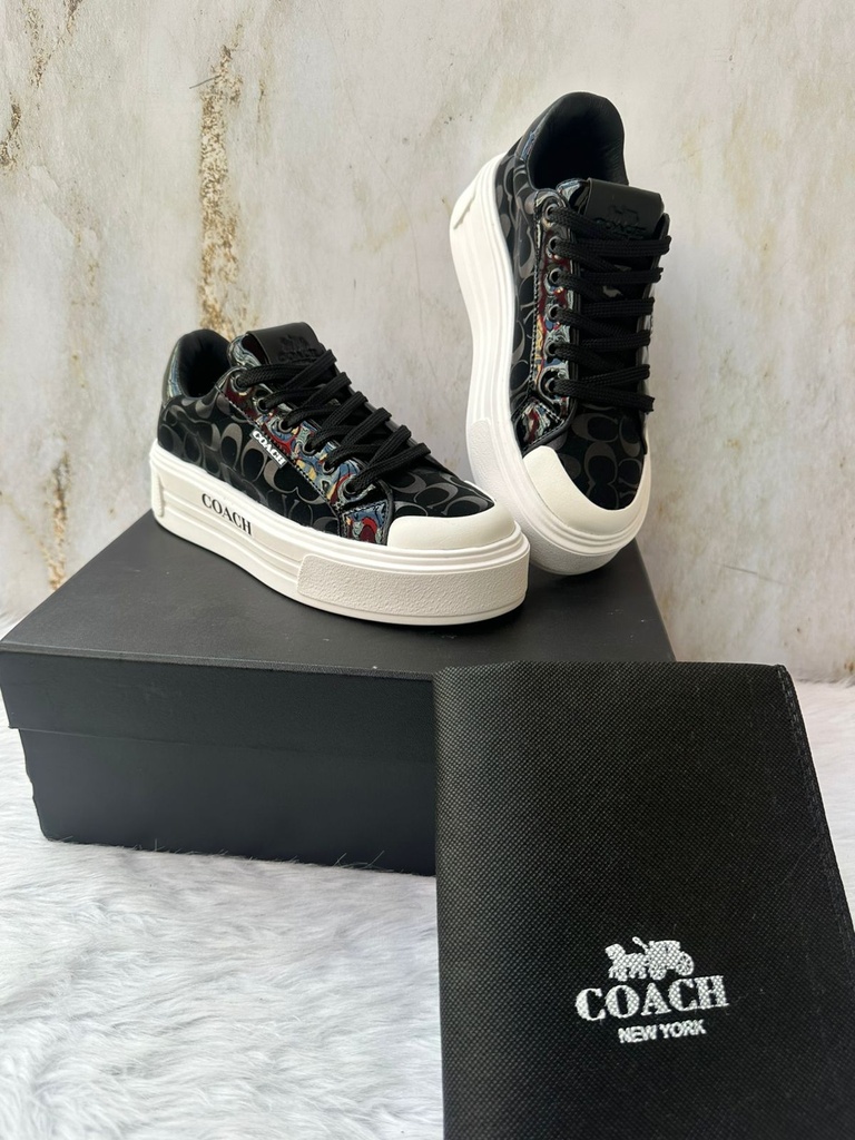 Coach Plataforma Charol Gamuza Negro Sk