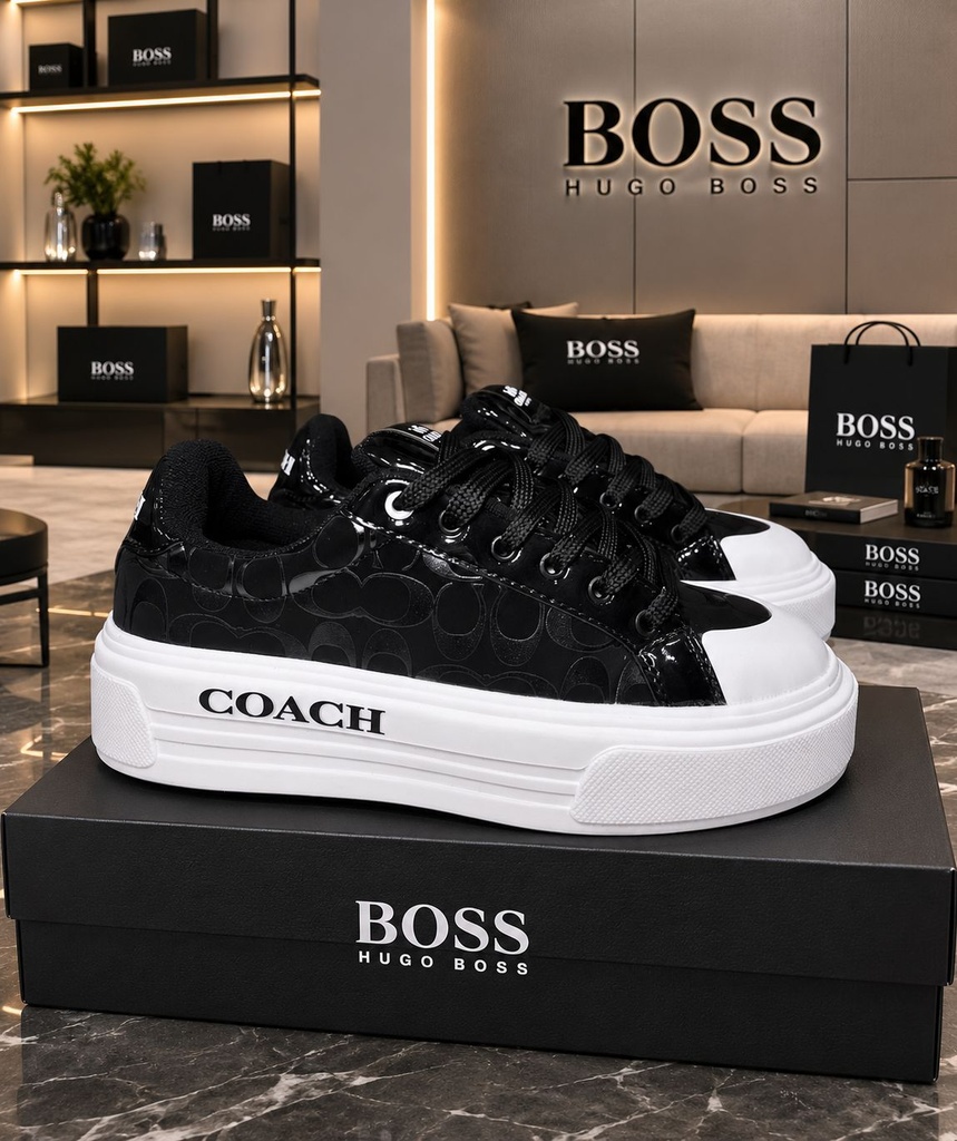 Coach Plataforma Charol Gamuza Punta Blanca D