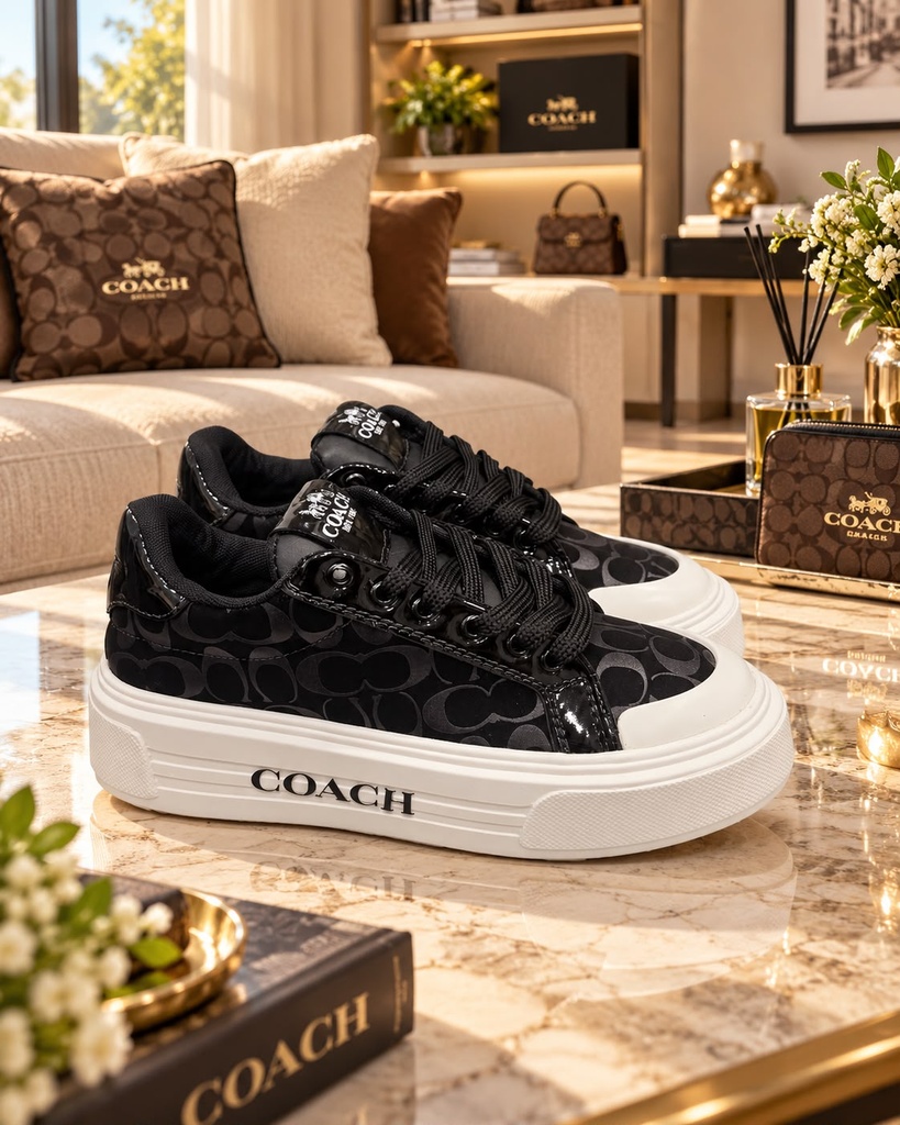 Coach Plataforma Charol Gamuza Punta Blanca D