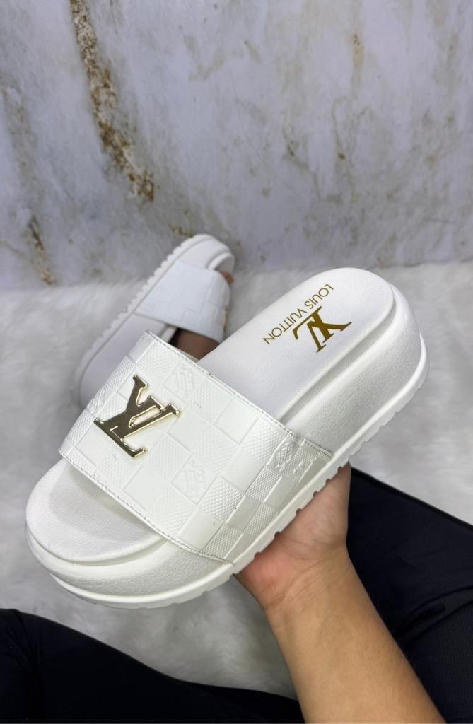 Sandalia Louis Vuitton Plataforma Blanca