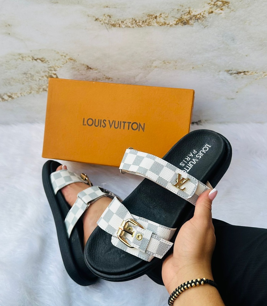 Louis Vuitton Sandalia Cuadro Gris