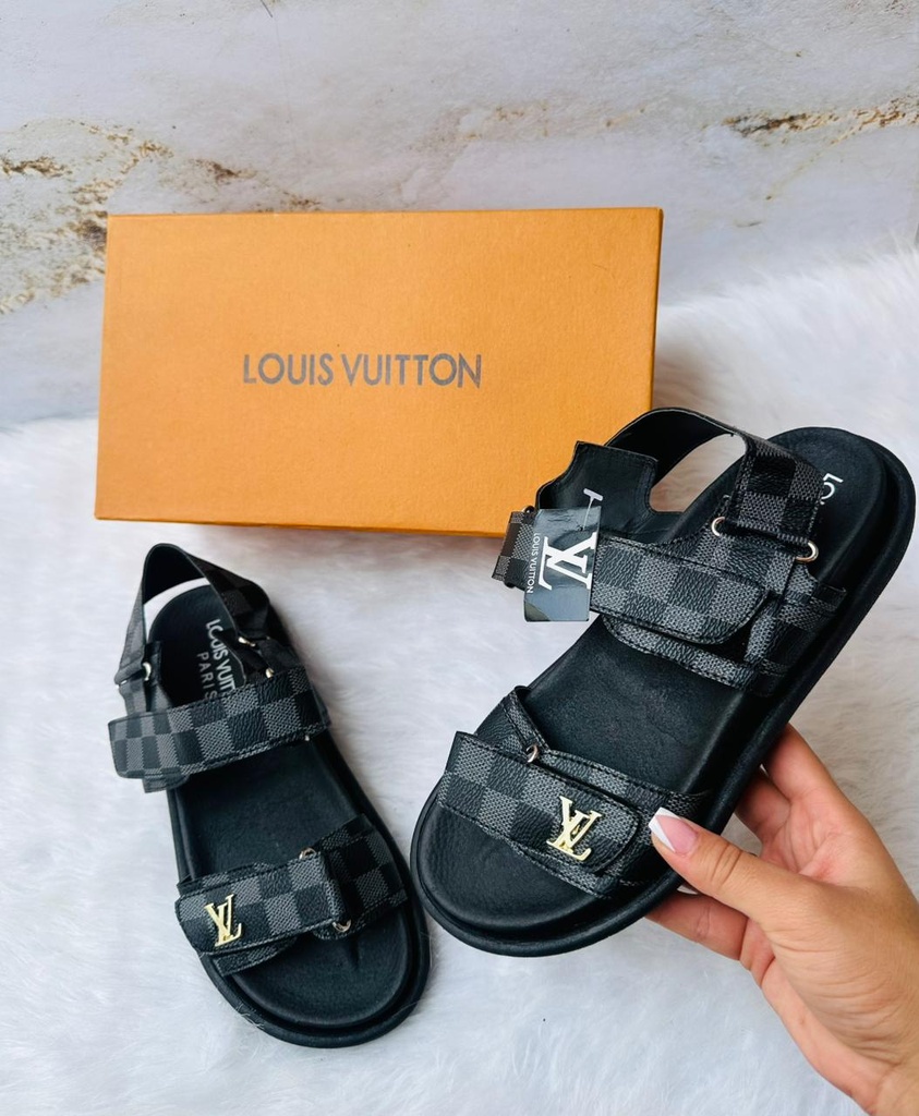 Louis Vuitton Sandalia Cuadro Negro 