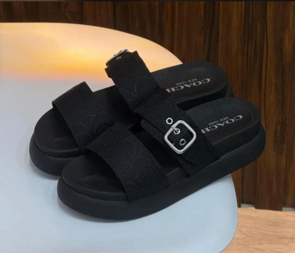 Sandalia Coach Negro Tela