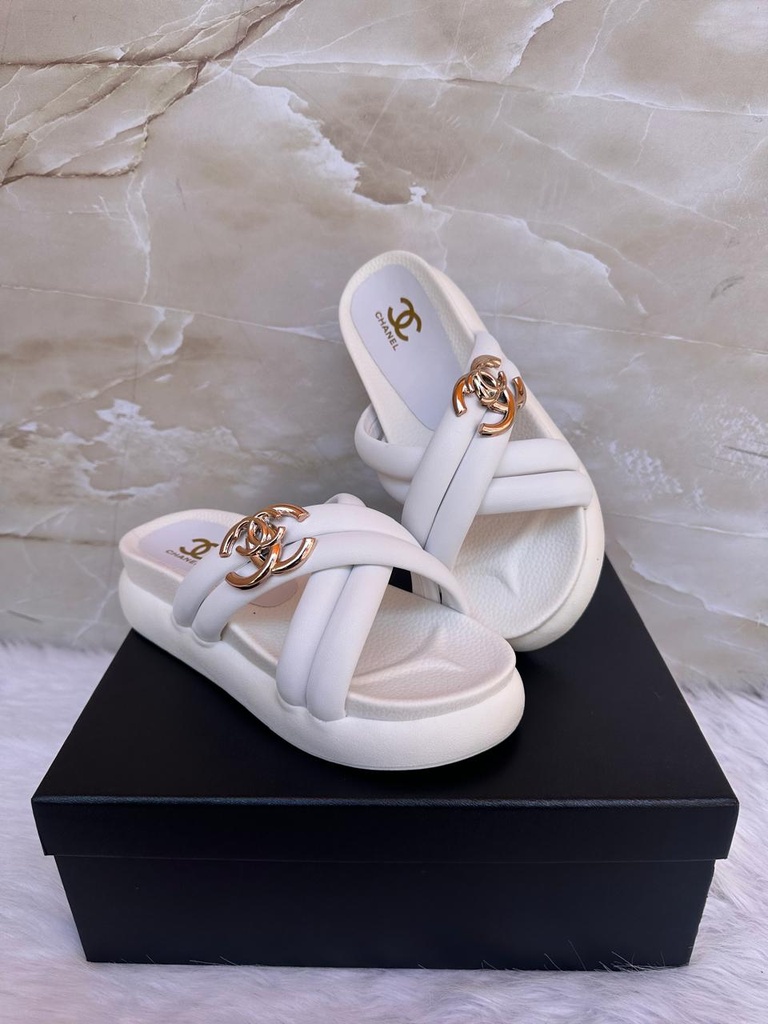 Sandalia Chanel Blanca Correa Cruzada