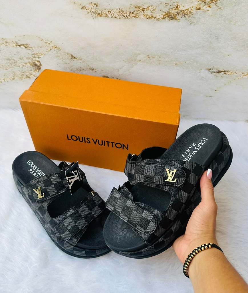 Sandalia Louis Vuitton Suela Cuadros Gris
