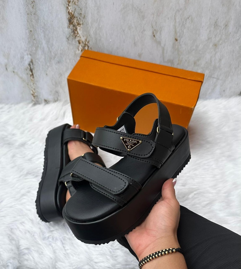 Sandalia Prada Negro Logo 