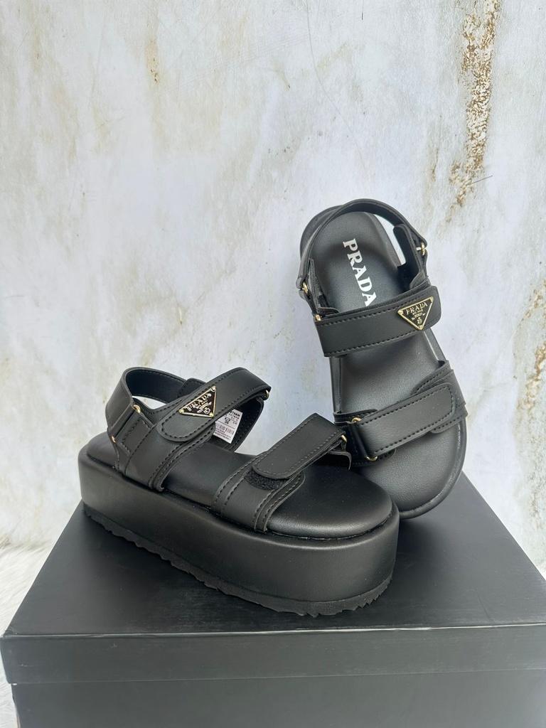 Sandalia Prada Negro Logo 