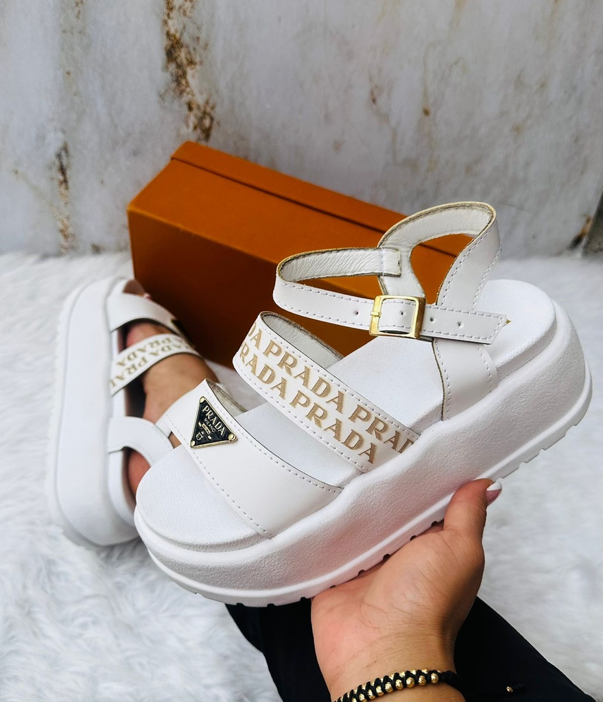 Sandalia Prada Plataforma Blanco
