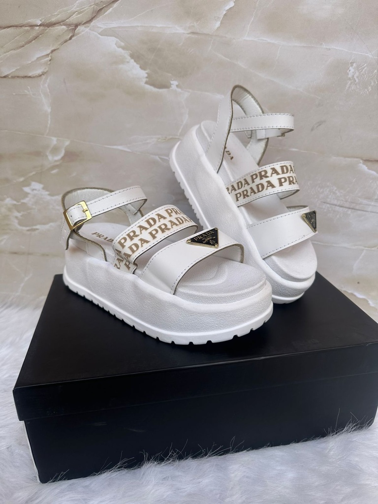 Sandalia Prada Plataforma Blanco