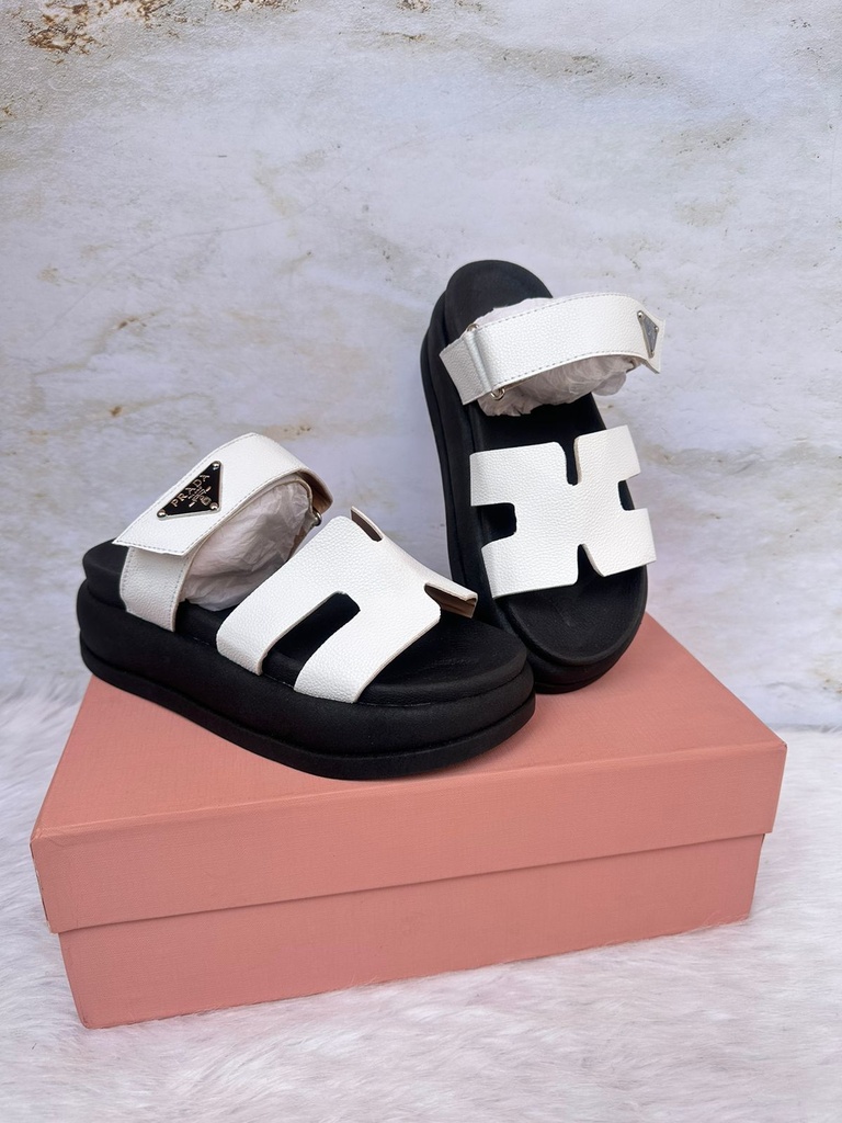 Sandalia Prada Plataforma Correa Blanca