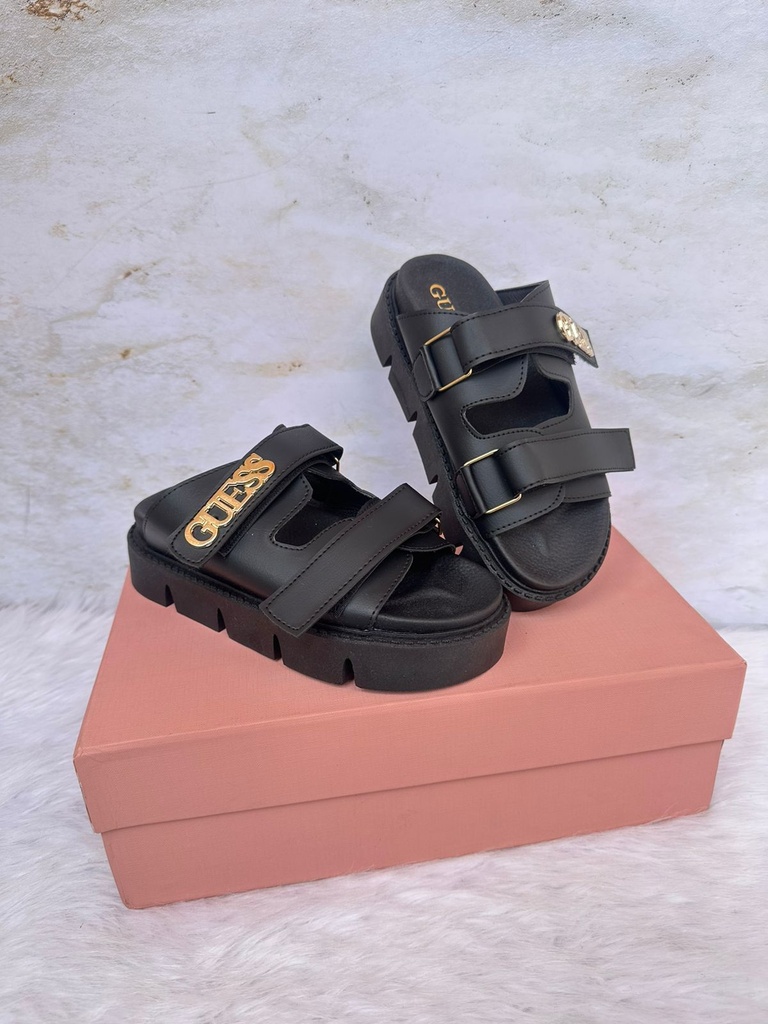 Sandalia Guess Negro Logo