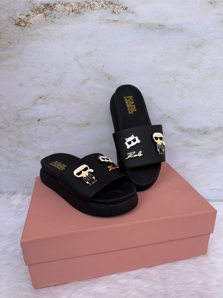 Sandalia Karl Lagerfeld Negra Logo