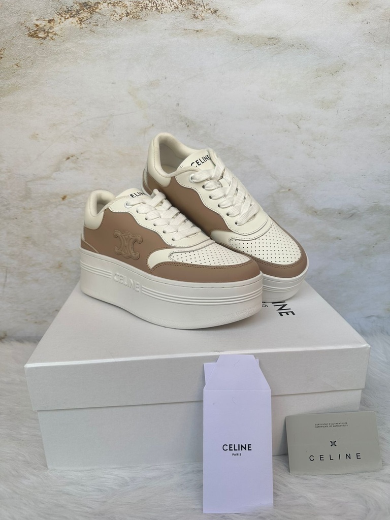 Celine Plataforma Logo Blanco Beige