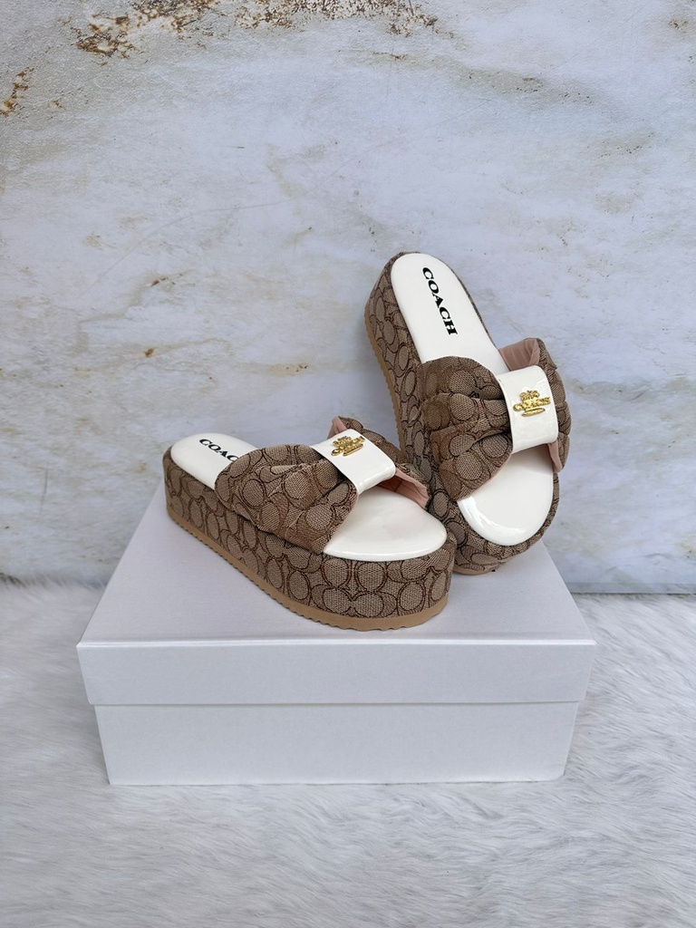 Sandalia Coach Plataforma Cafe Blanco
