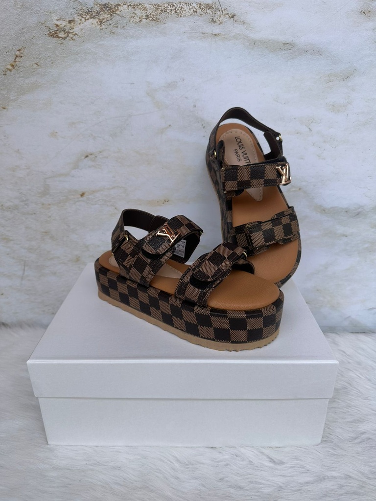 Sandalia Louis Vuitton Cuadro Plataforma Forrada