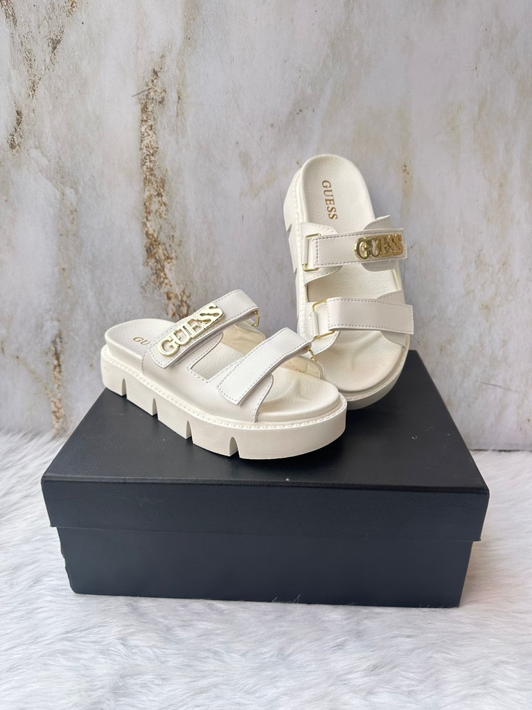 Sandalia Guess Blanco Logo 