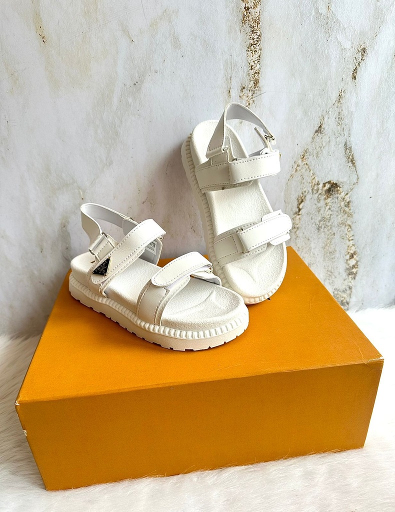 Sandalia Prada Bajito Blanco Logo  