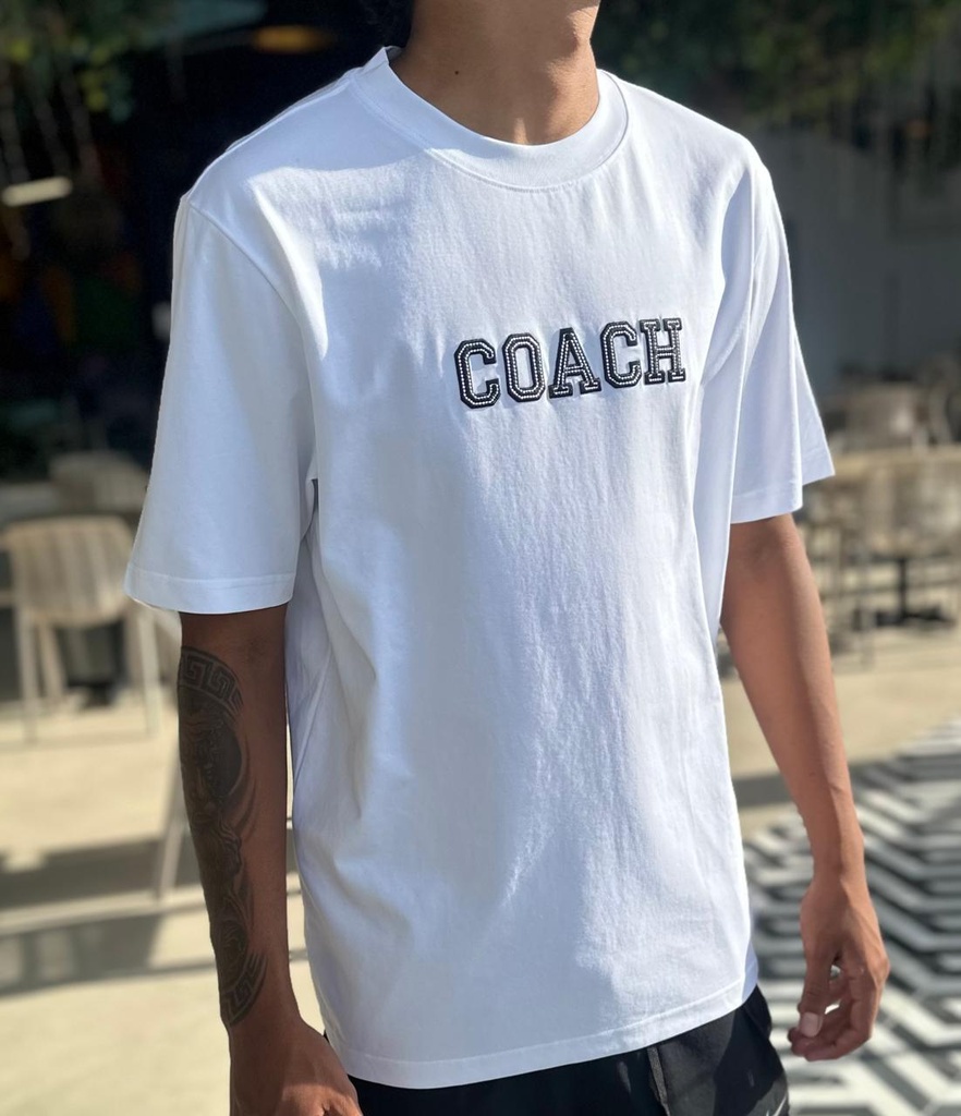 Camiseta Coach Blanco Logo Negro
