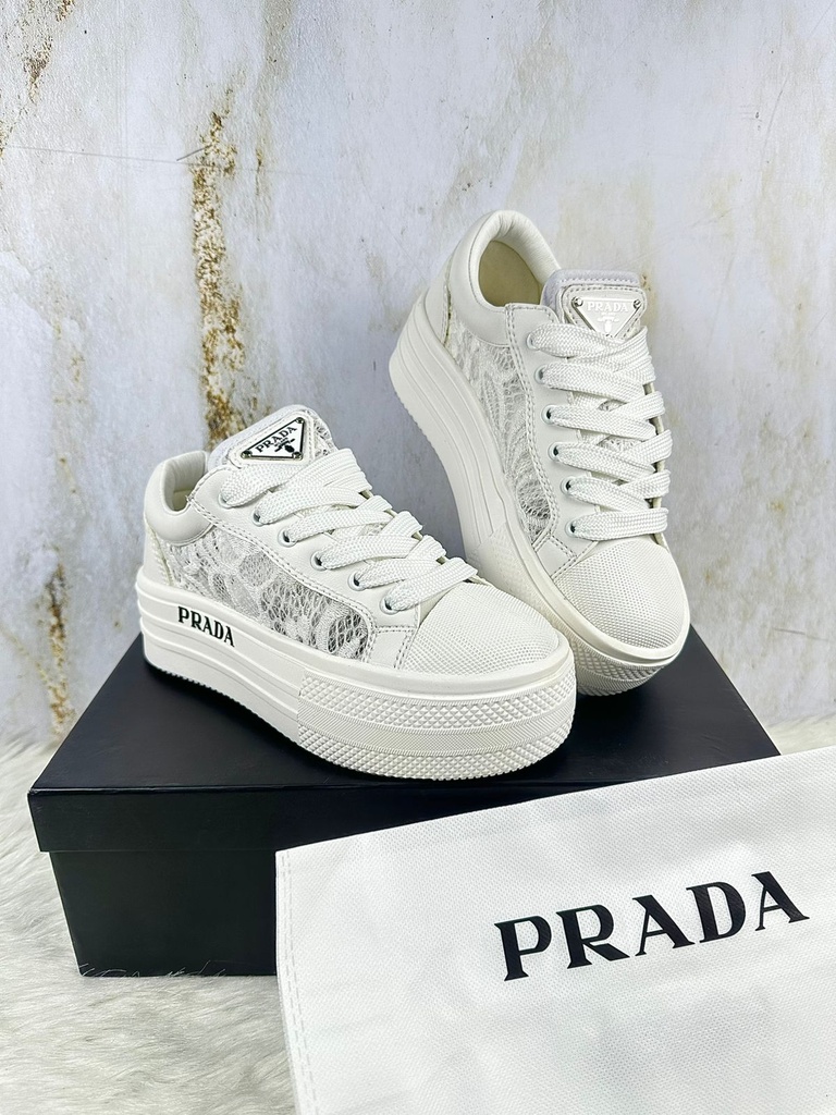 Prada Plataforma Tela Blanco S