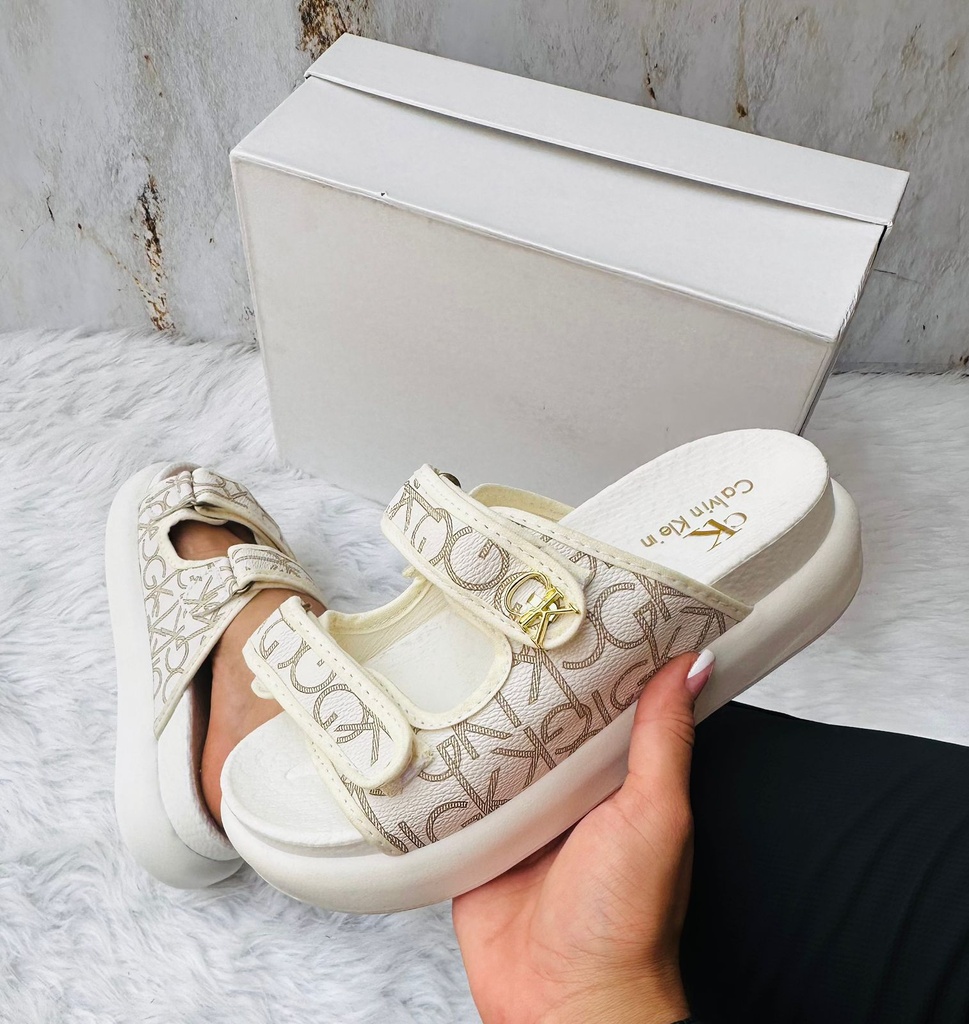 Sandalia Calvin Klein Blanco Beige 1