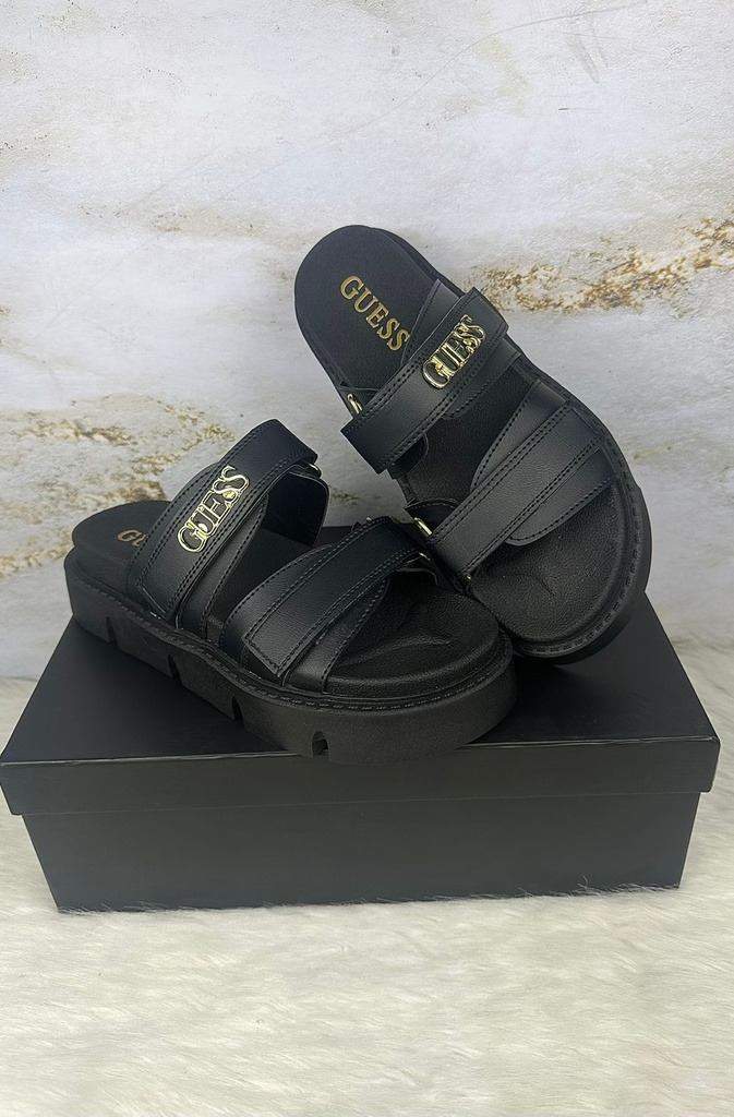 Sandalia Guess Negro Logo 1