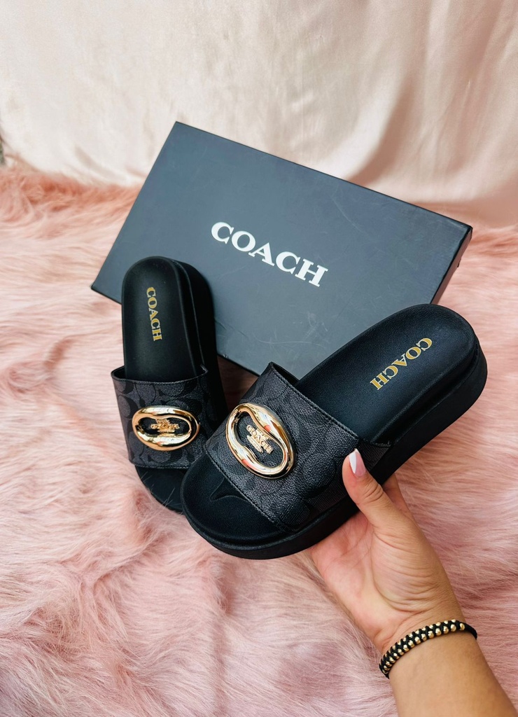 Sandalia Coach Negra Logo Sk  