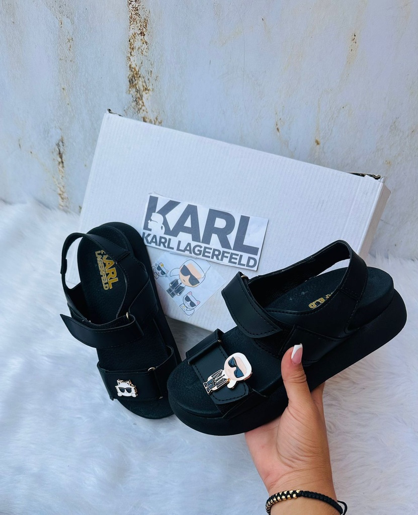 Sandalia Karl Lagerfeld Negro Hebilla 