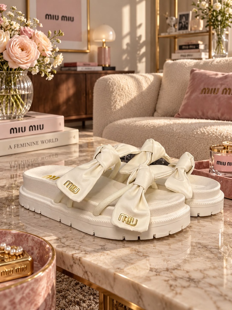 Sandalia Miu Miu Blanco Moño