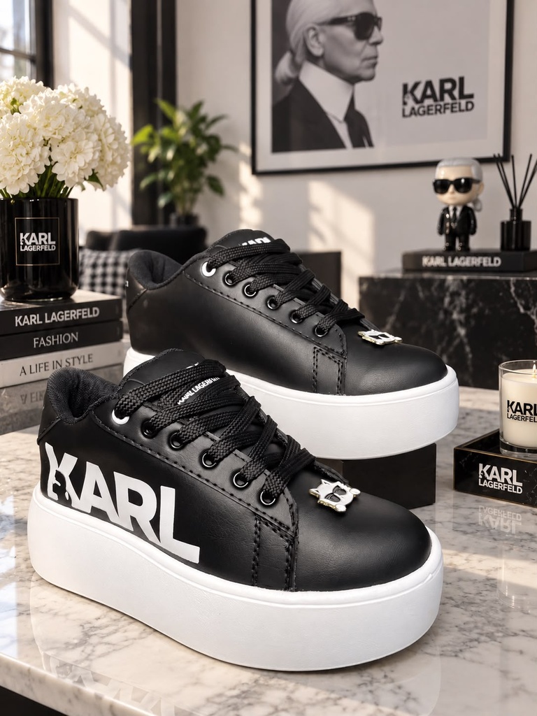 Karl Lagerfeld Negro Plataforma Letras 