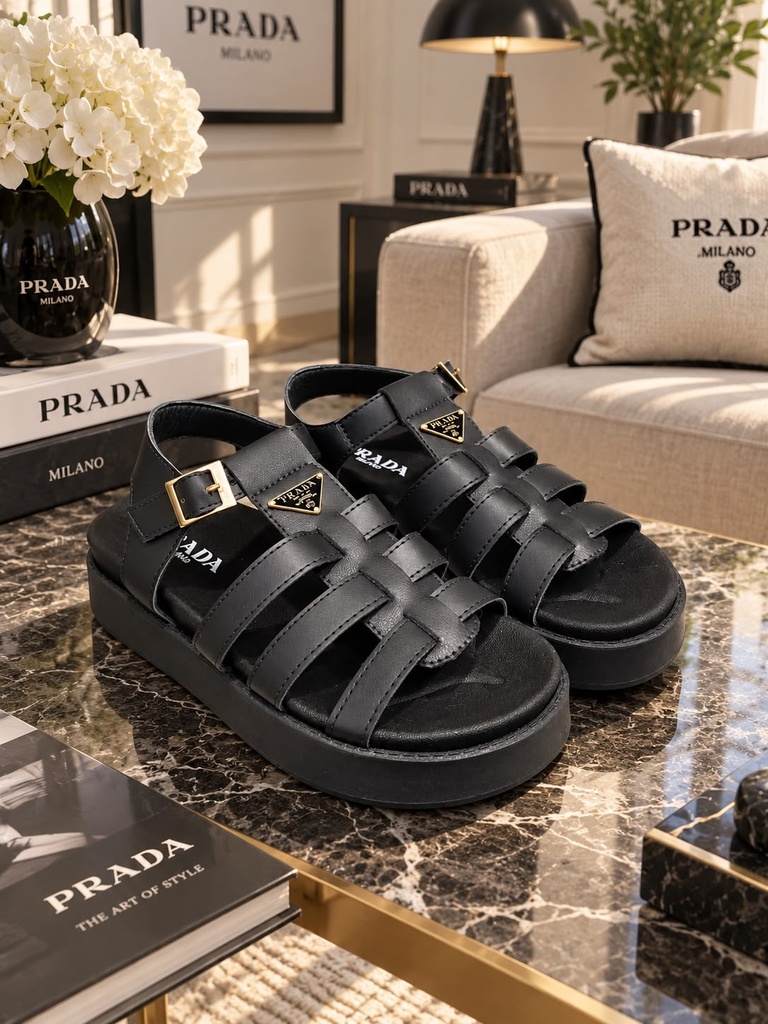 Sandalia Prada Negro Correas 1