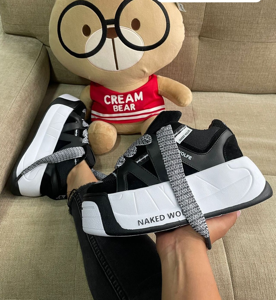 Naked Wolfe Plataforma Negro Suela Blanca