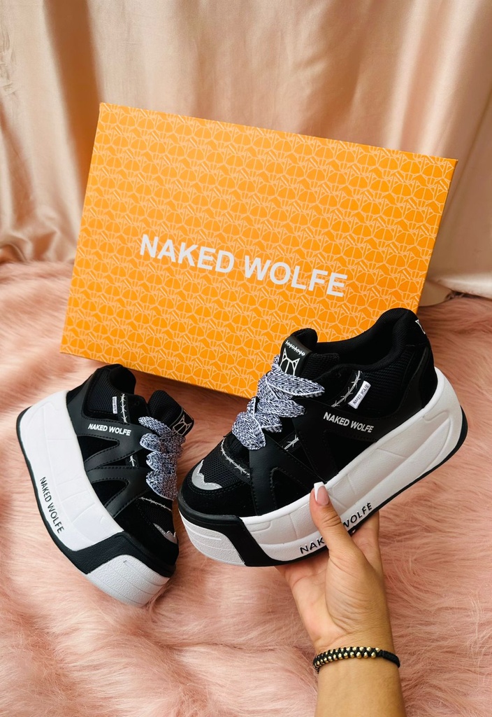 Naked Wolfe Plataforma Negro Suela Blanca