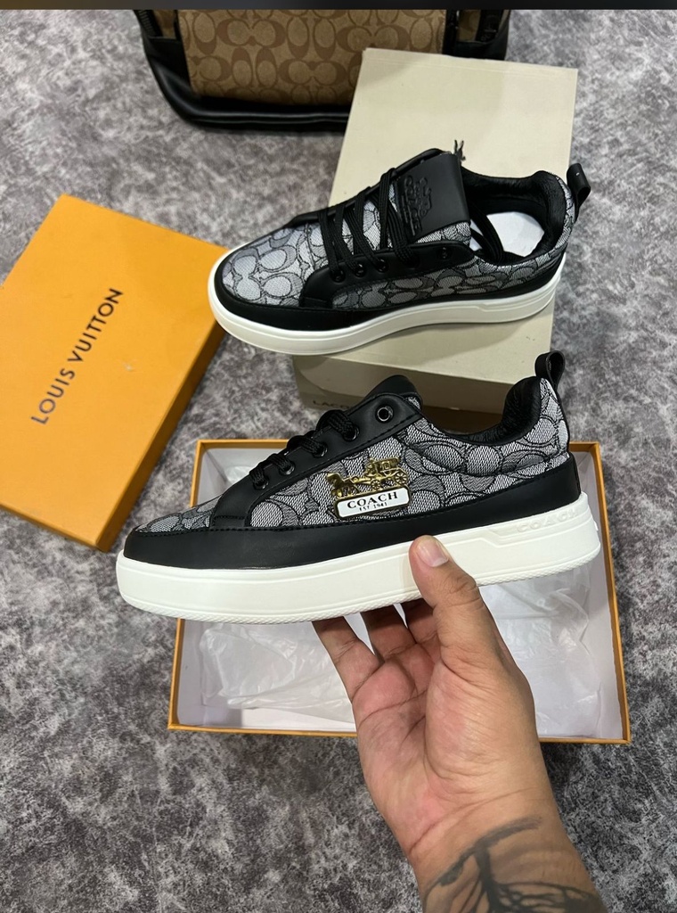 Coach Cuero Negro Gris Logo CH55