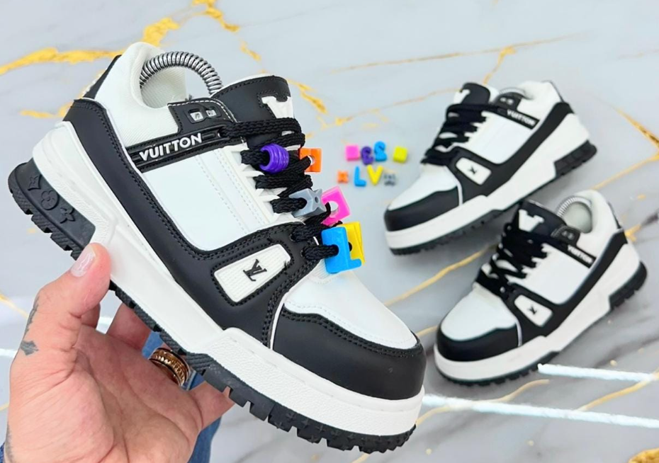 Louis Vuitton Trainer Plat Negro Blanco
