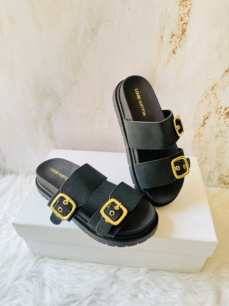 Sandalia Louis Vuitton Negro Correa