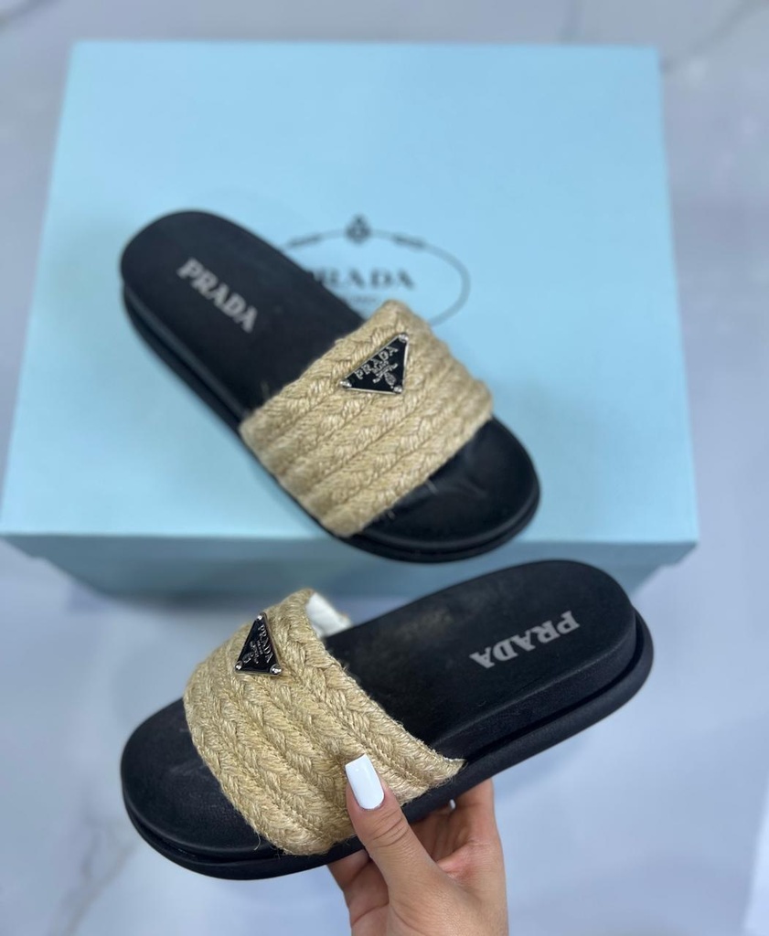 Sandalia Prada Tejida Cafe   