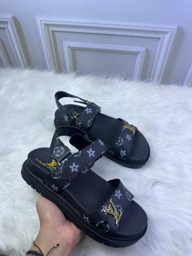 Louis Vuitton Sandalia Negro Letras