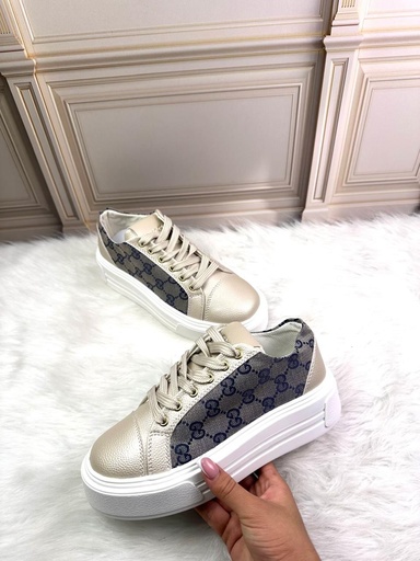 Gucci Plataforma Azul Punta Beige 