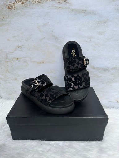 Sandalia Coach Negro Gamuza 