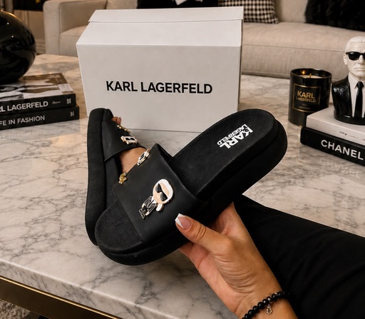 Sandalia Karl Lagerfeld Negra Logo