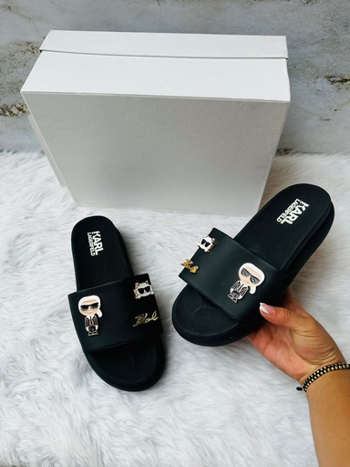 Sandalia Karl Lagerfeld Negra Logo