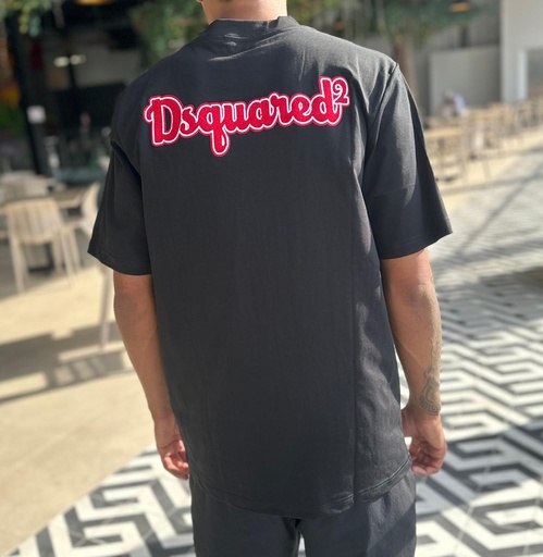 Camiseta Dsquared Negro Logo Rojo