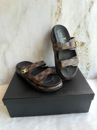 Sandalia Louis Vuitton Suela Cuadros Cafe