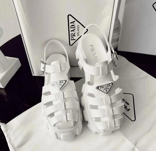 Prada Monolith Sandalia Blanco