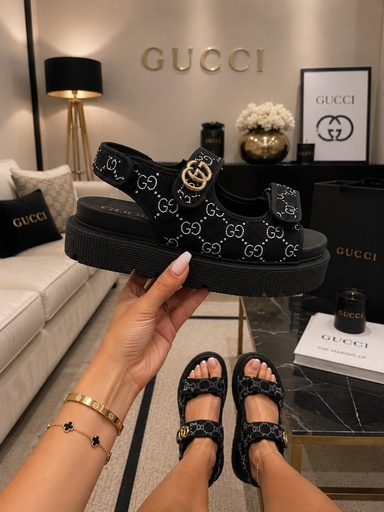 Sandalia Gucci Negro Azul Correa 