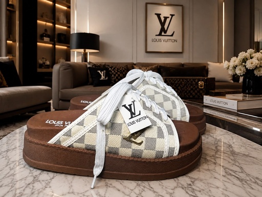 Sandalia Louis Vuitton beige cordon blanco