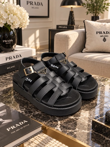 Sandalia Prada Negro Correas 1