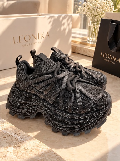 Leonika Plataforma Negro Brillos 